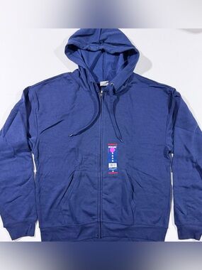 Men's Navy Zip-Up Hoodie Sweatshirt - Unbranded